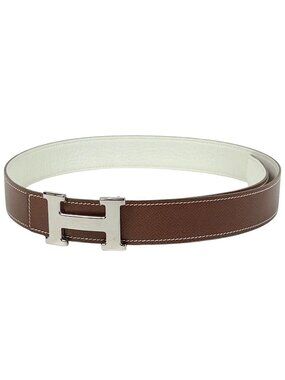 Hermes Constance Reversible Belt Leather Brown White